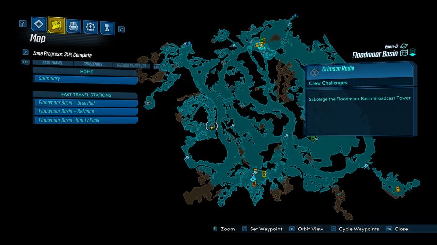 Borderlands 3 posizione radio cremisi, bacino del diluvio