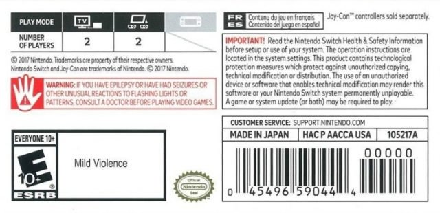 Etichetta della modalità di gioco Nintendo Switch Lite