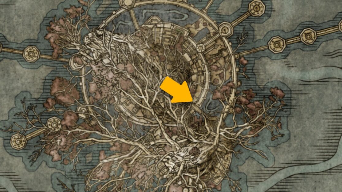 Posizione sulla mappa del Talismano Soreseal di Marika a Elden Ring