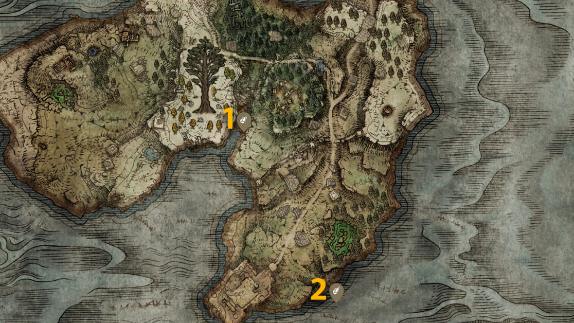 Castle Morne Somber Smithing Stone 2 posizioni sulla mappa di Elden Ring