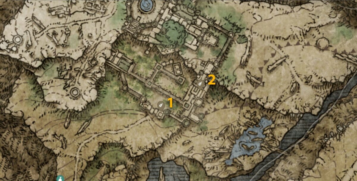 Caria Manor Somber Smithing Stone 3 posizioni sulla mappa di Elden Ring