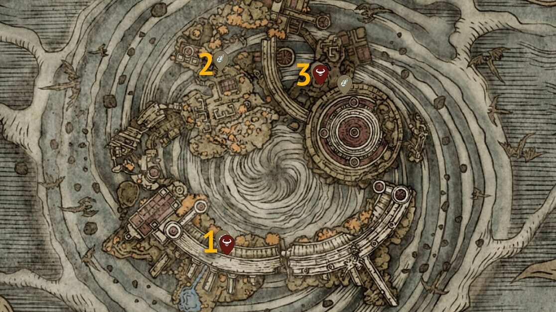 Sgretolamento Farum Azula Ancient Dragon Smithing Stone posizioni sulla mappa in Elden Ring