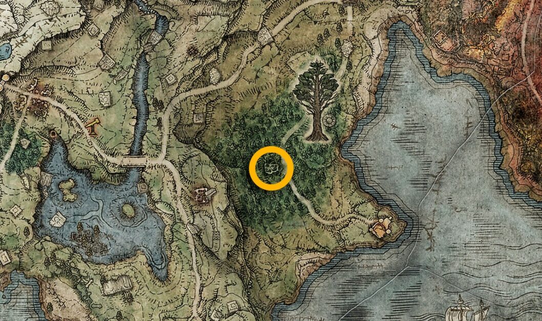 Posizione sulla mappa di Ax Talisman a Elden Ring