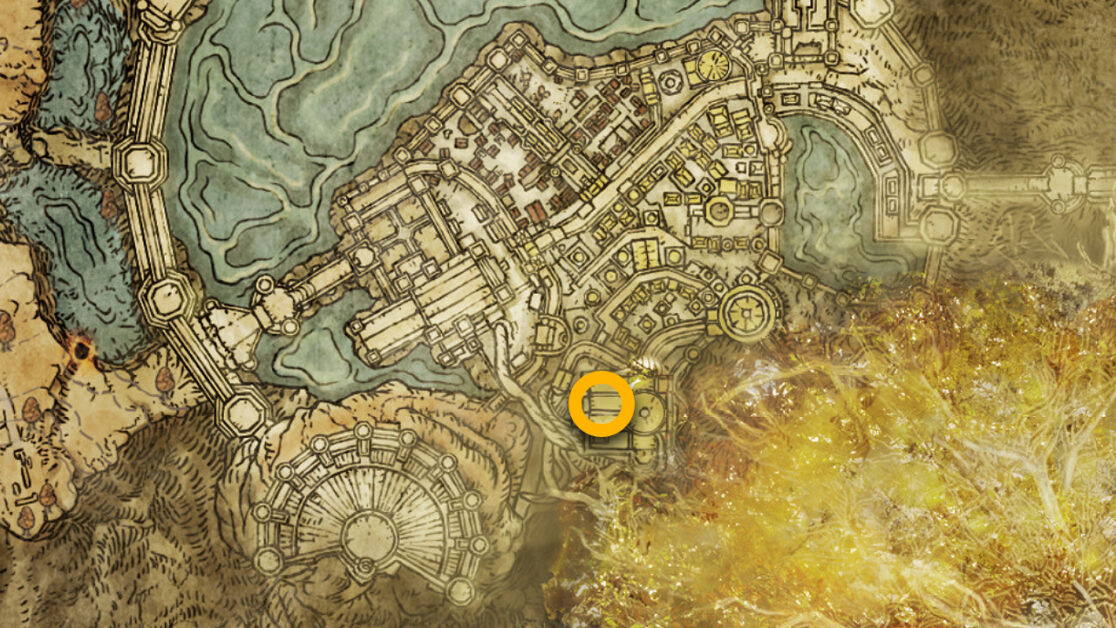 Posizione sulla mappa del talismano in scala del crogiolo in Elden Ring