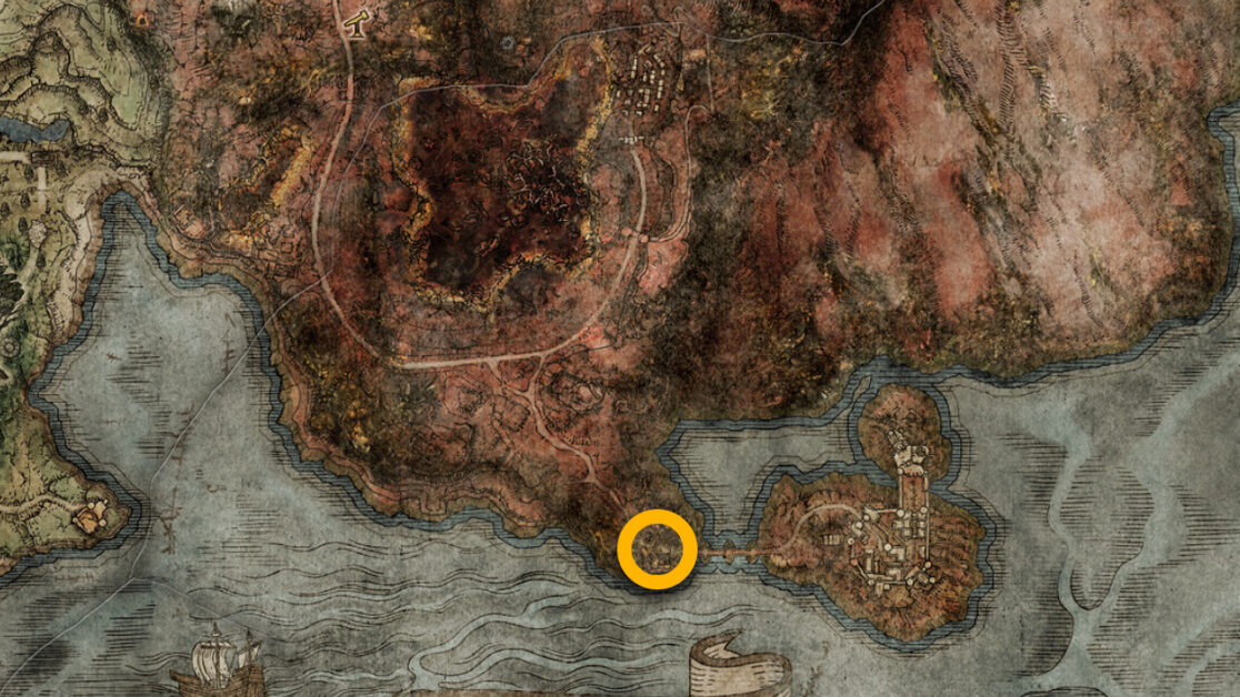 Posizione sulla mappa di Arrow's Sting Talisman a Elden Ring