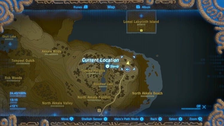 botw posizione del medaglione di viaggio