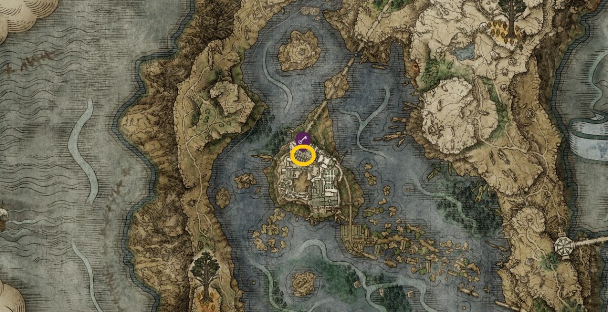 Posizione sulla mappa dell'Anello del Giuramento a Elden Ring