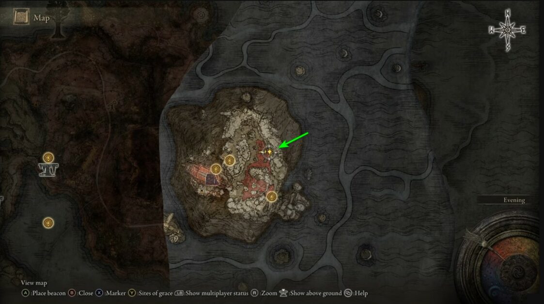 Posizione sulla mappa di Sciame di mosche a Elden Ring