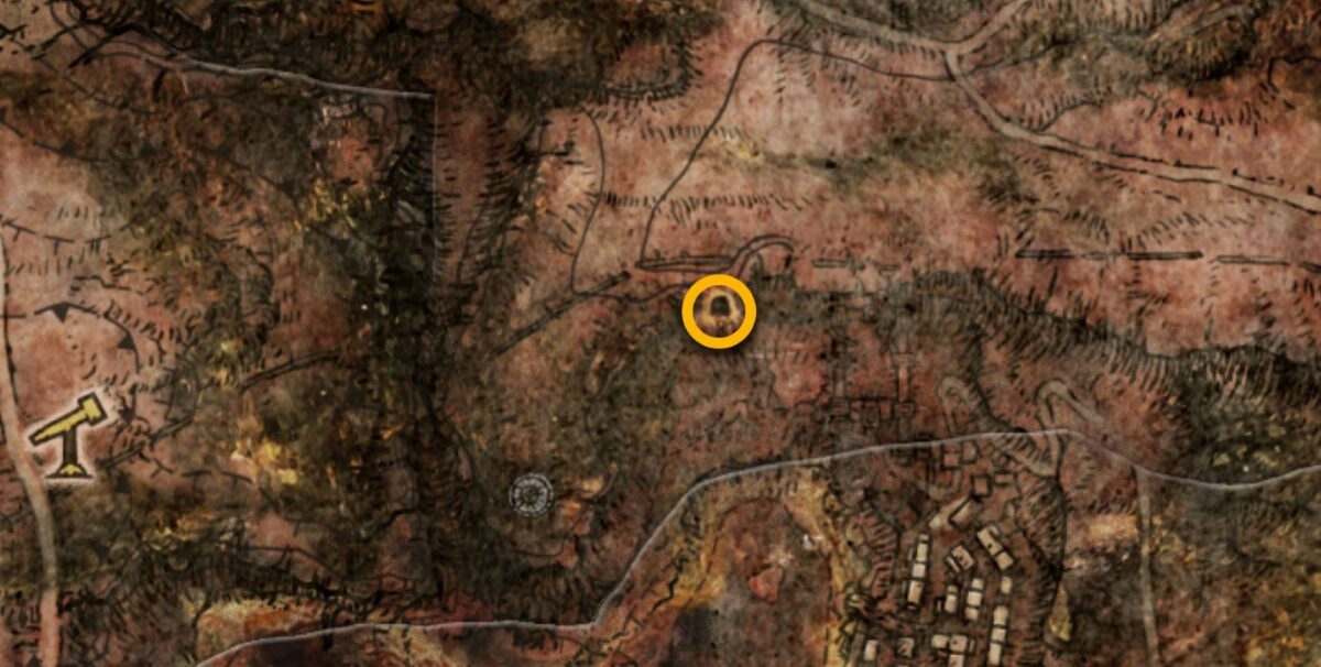 Sellia Crystal Tunnel Dark Smithing Stone 3 posizioni sulla mappa in Elden Ring