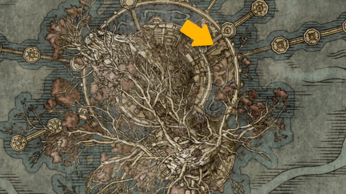 Posizione sulla mappa di Dragoncrest Greatshield Talisman in Elden Ring