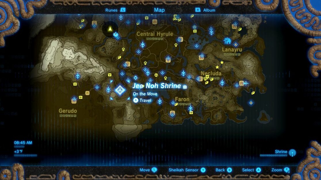 Posizione del Santuario di Jee Noh in Zelda BOTW