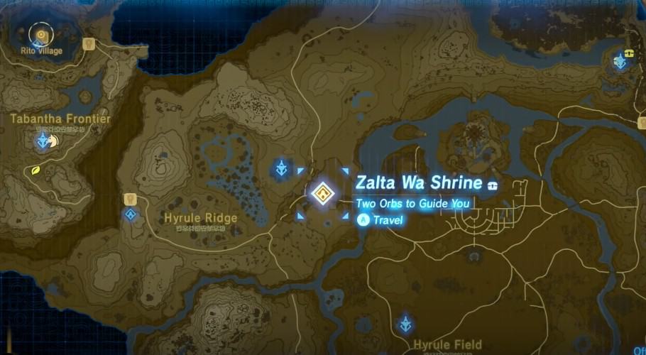 Posizione del Santuario di Zalta Wa in Zelda BOTW
