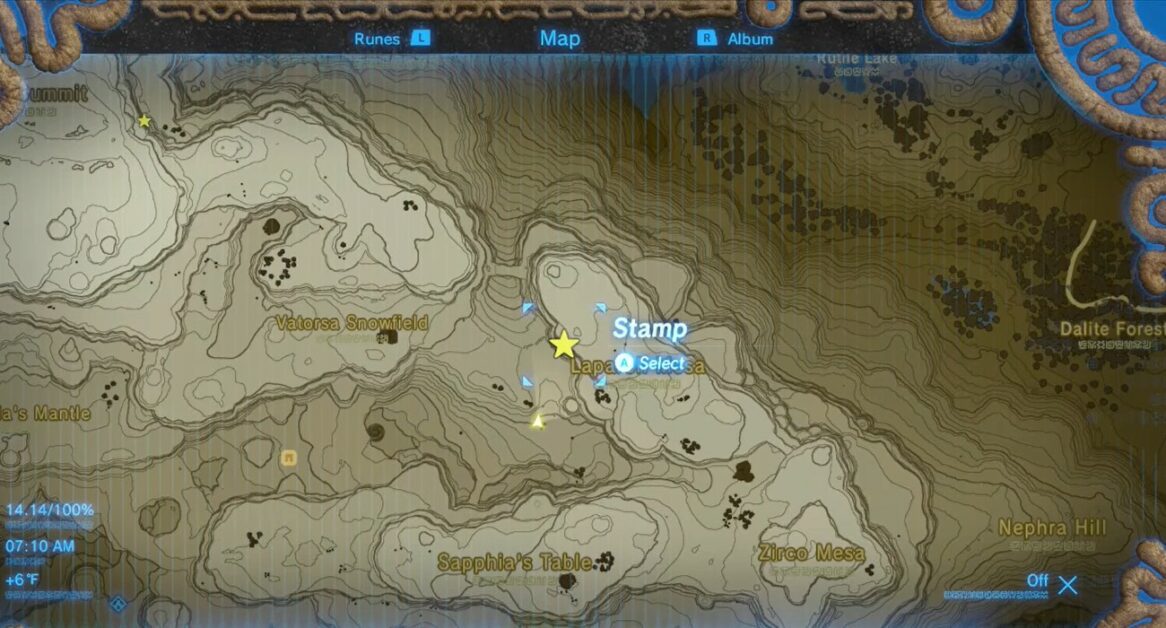 Posizione del Santuario di Kuh Takkar in Zelda Breath of the Wild