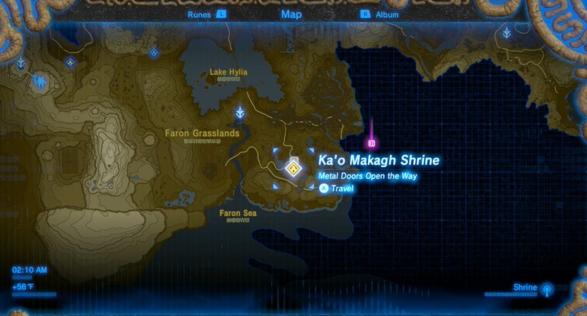 Posizione del Santuario di Kao Makagh in Zelda BOTW