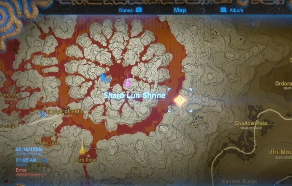 Posizione del Santuario di Sharo Lun in Zelda BOTW