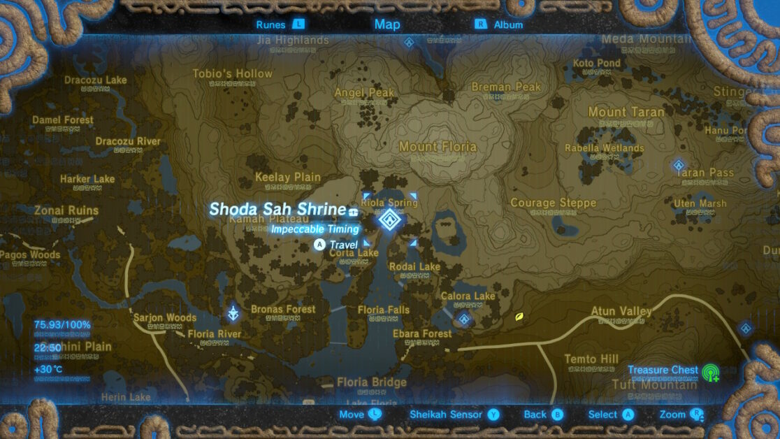 Posizione del Santuario di Shoda Sah in Zelda BOTW