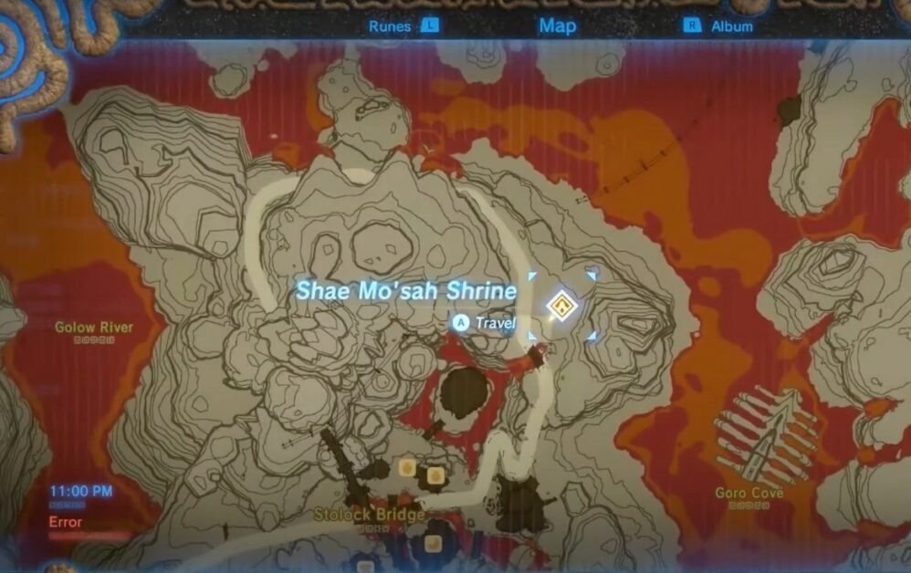 Posizione del santuario di Shae Mo'sah in Zelda BOTW