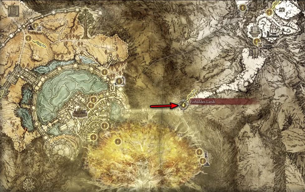 Posizione sulla mappa dell'abbigliamento ufficiale a Elden Ring