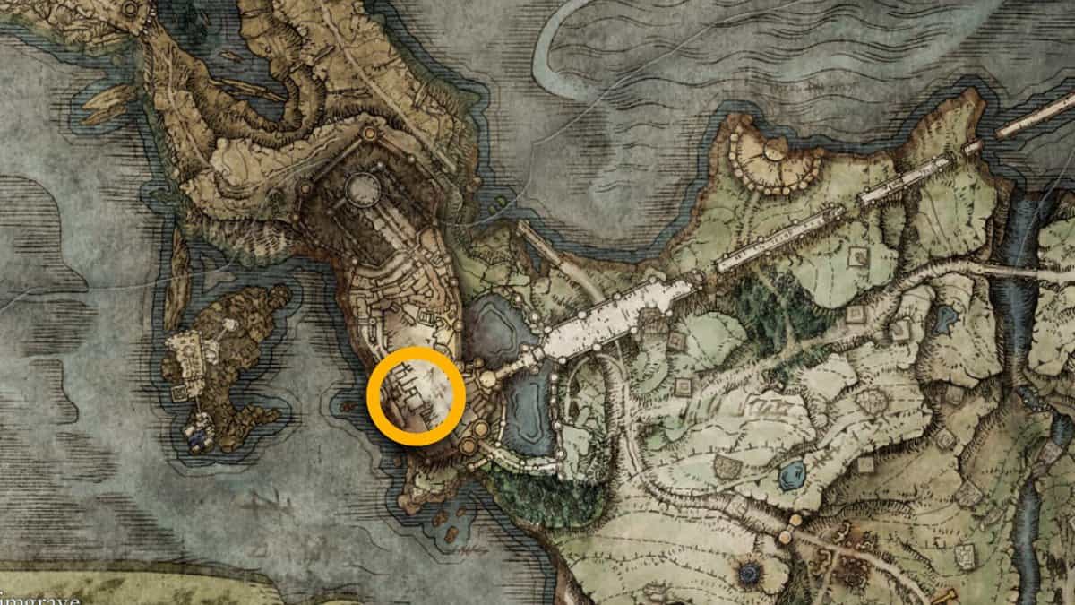 Posizione sulla mappa del Sigillo dell'Ammazzadei a Elden Ring