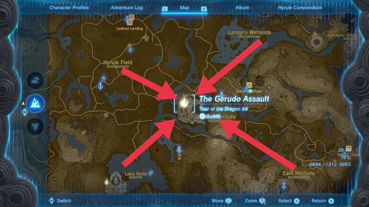 Zelda: Posizioni dei geoglifi di Tears Of The Kingdom