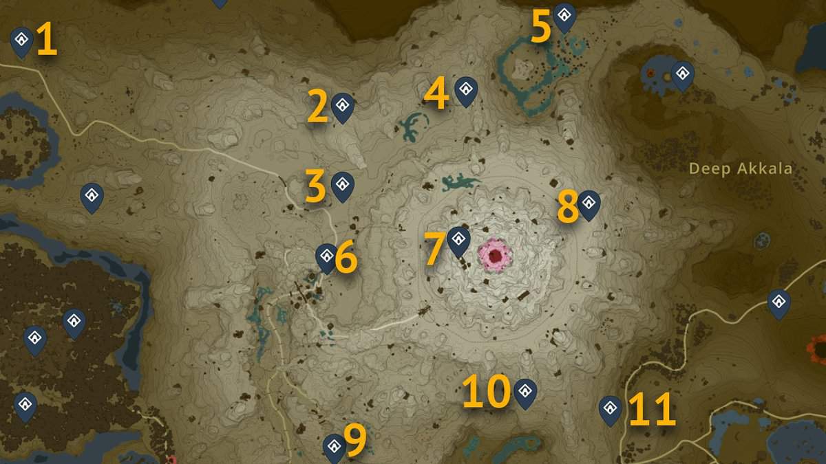 Posizioni sulla mappa dei Santuari della Superficie Elden in Lacrime del Regno
