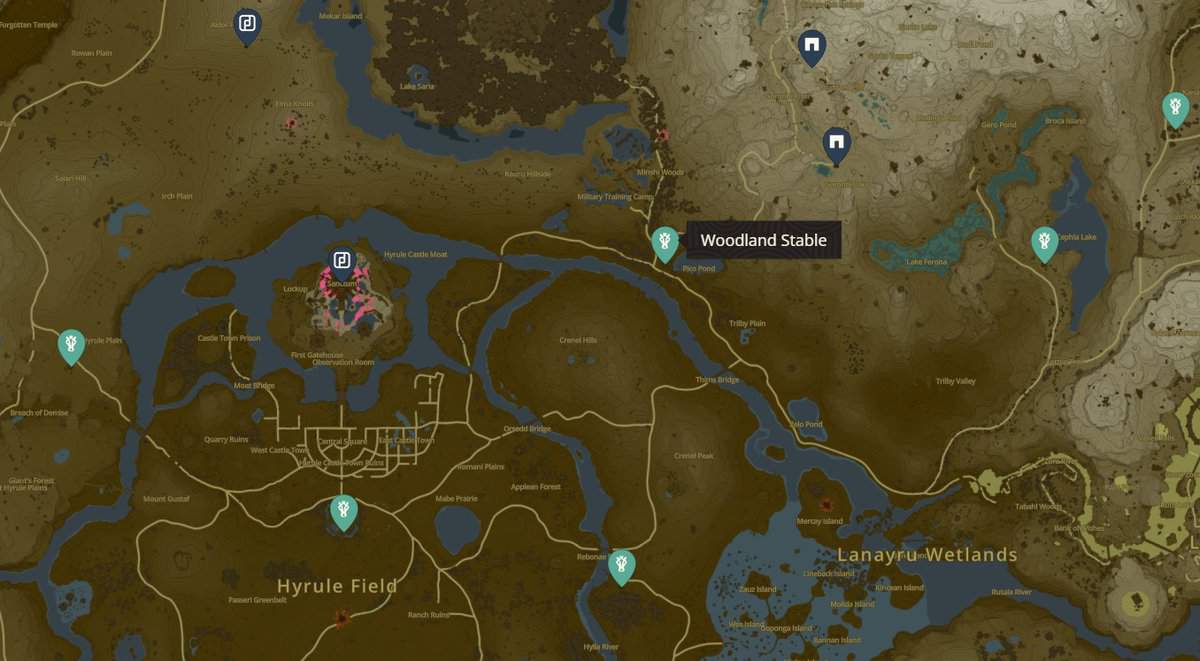 Posizione della stalla nei boschi in Zelda TotK