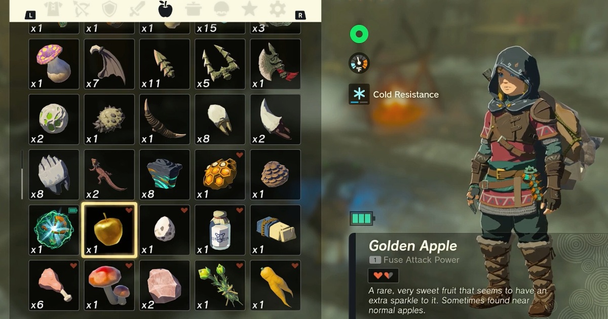 Zelda: Elenco delle ricette della mela d'oro di Tears of the Kingdom