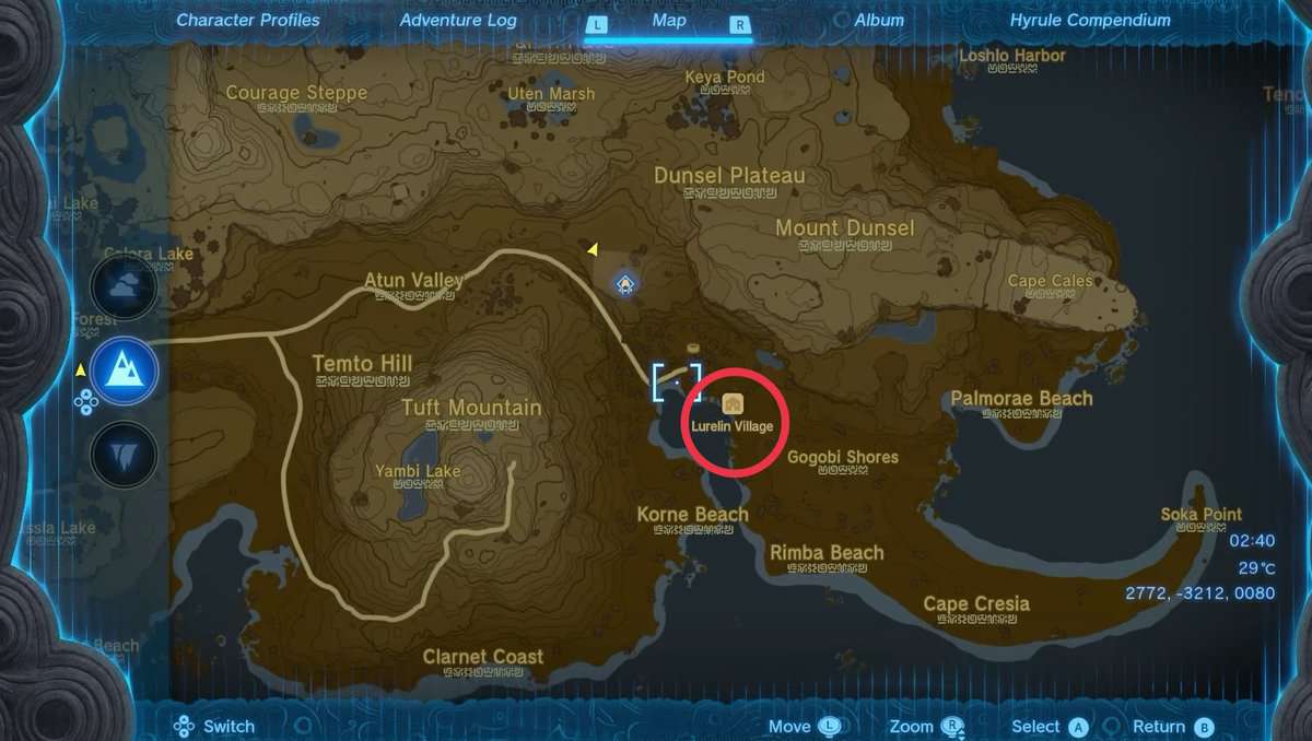 Posizioni delle statue della dea del regno delle lacrime