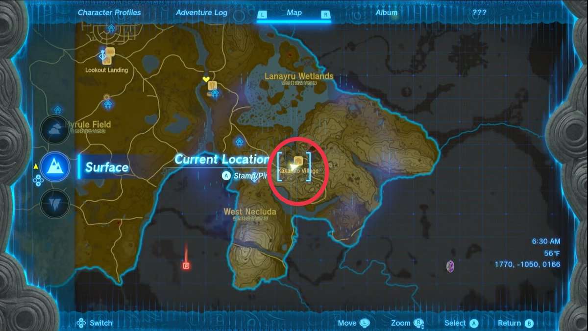 Posizioni delle statue della dea del regno delle lacrime