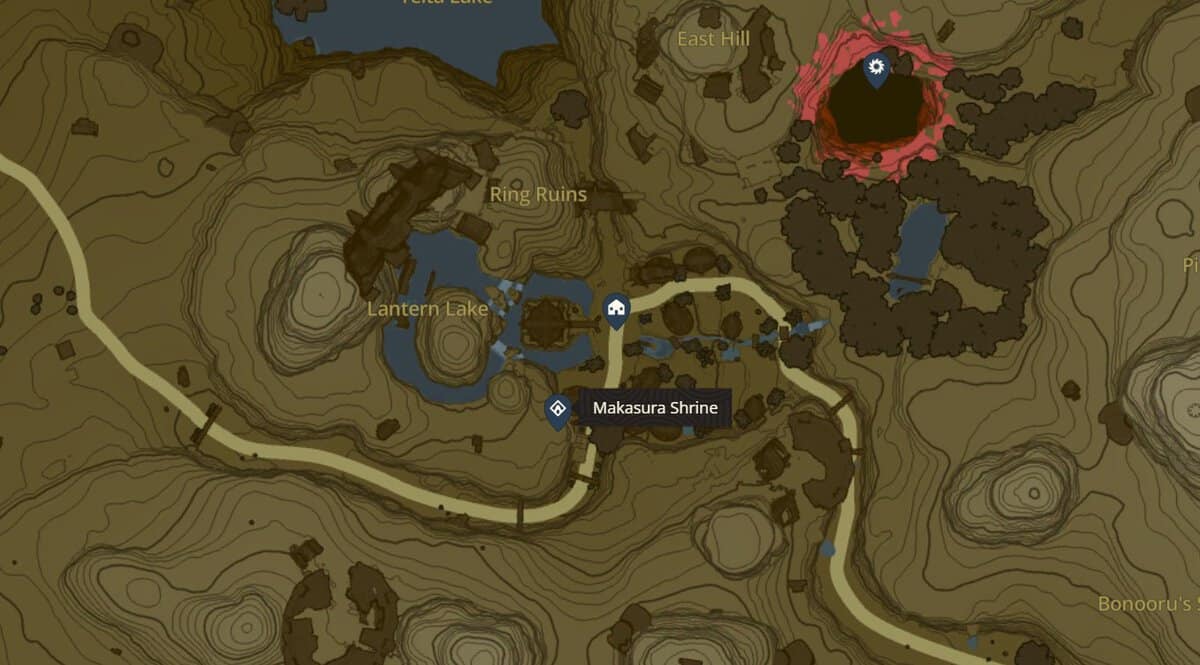 Posizione del Santuario Makasura in Zelda TotK