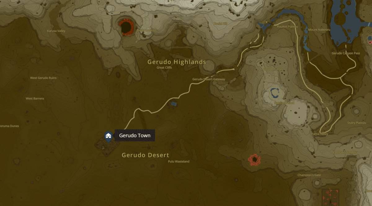 Posizione di Gerudo Town in Zelda TotK