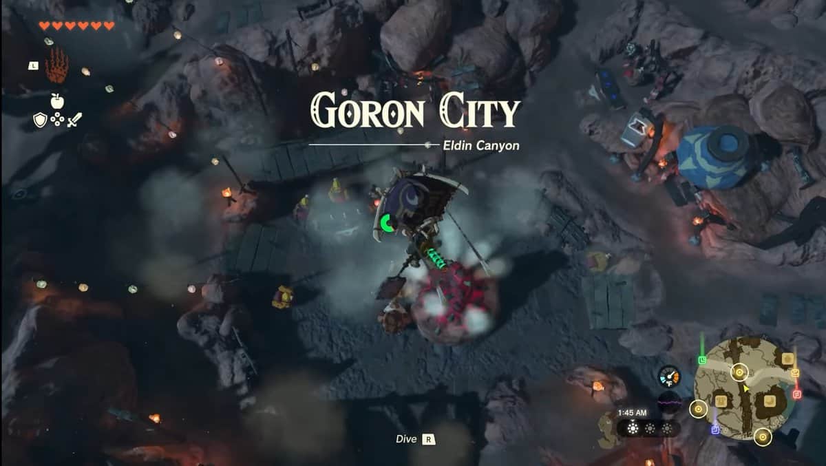 Zelda: Tears Of The Kingdom Goron City Posizione