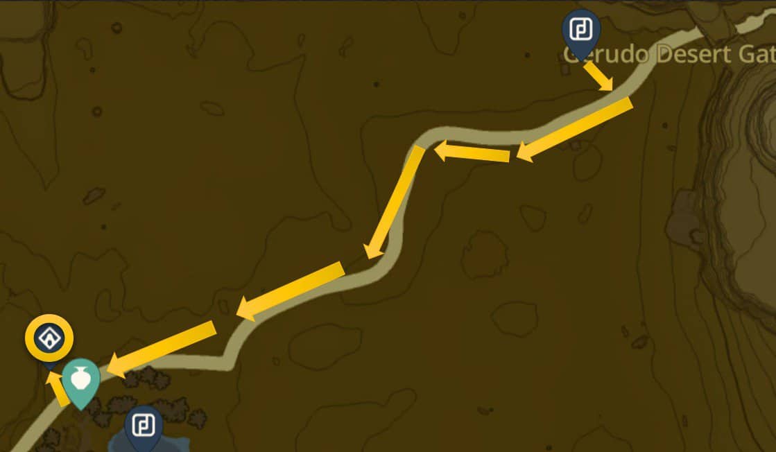 Posizione sulla mappa del Santuario Mayatat in Zelda: TotK Gerudo Desert 