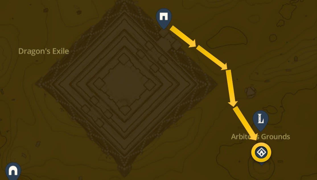 Posizione sulla mappa del Santuario di Irasak in Zelda: TotK Gerudo Desert 