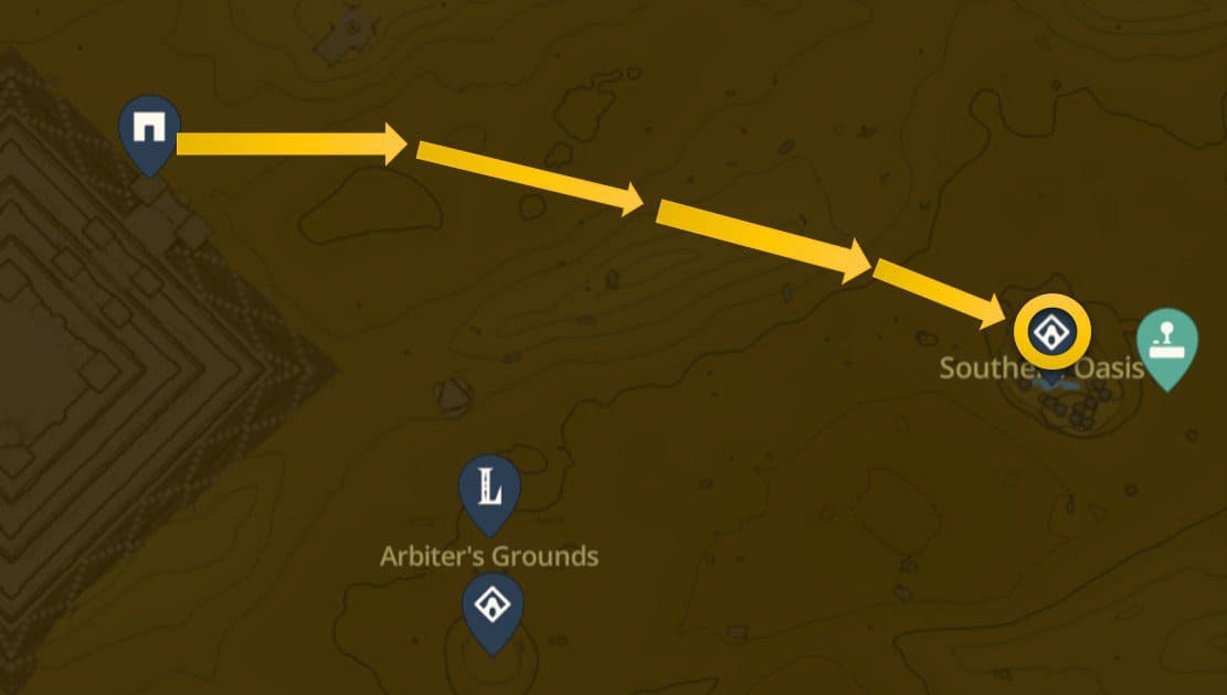 Posizione sulla mappa del Santuario di Karahatag a Zelda: TotK Gerudo Desert 