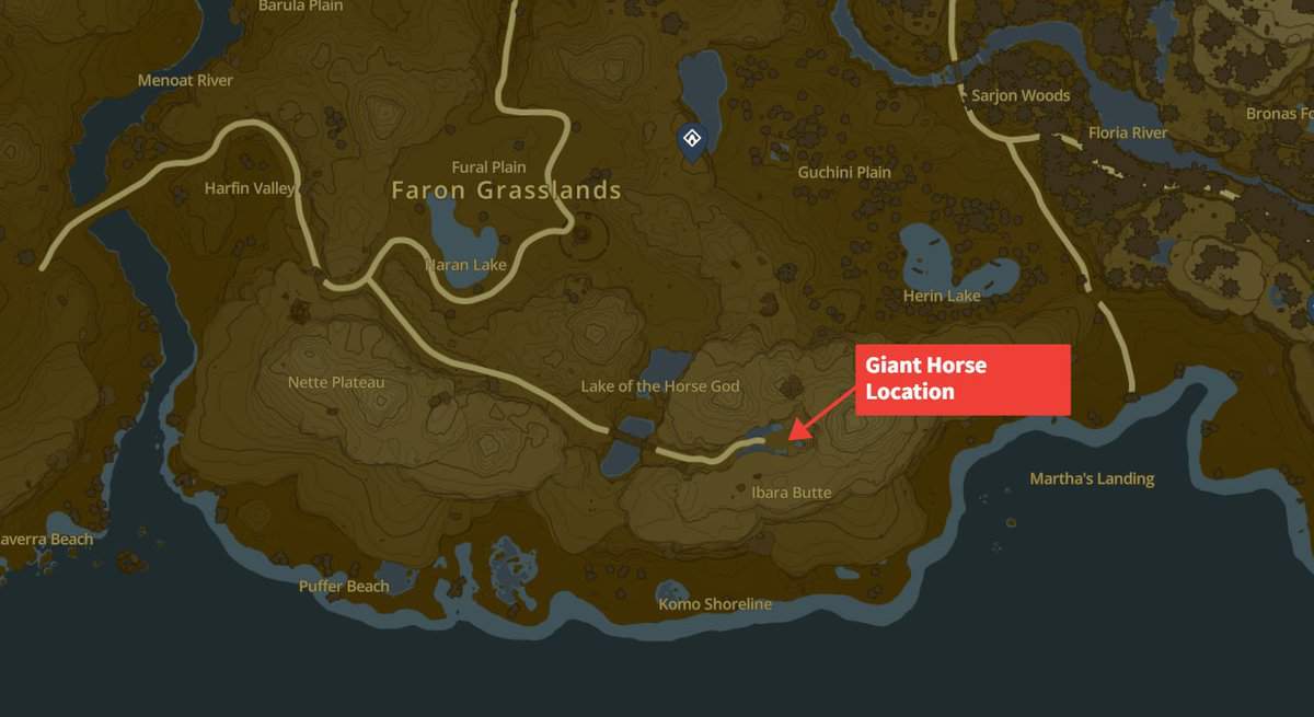 Posizione del cavallo gigante in Zelda TotK