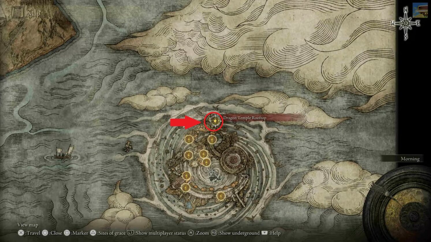 Drake Knight Imposta la posizione sulla mappa in Elden Ring