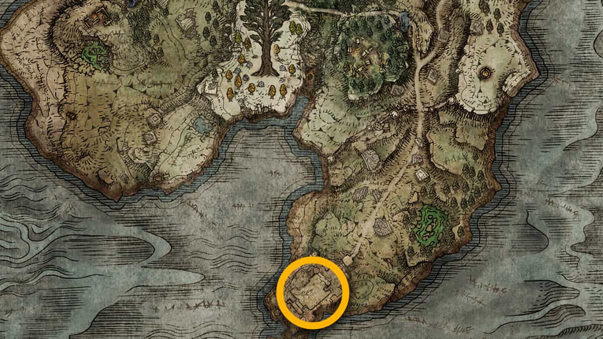 Posizione sulla mappa di Castle Morne a Elden Ring