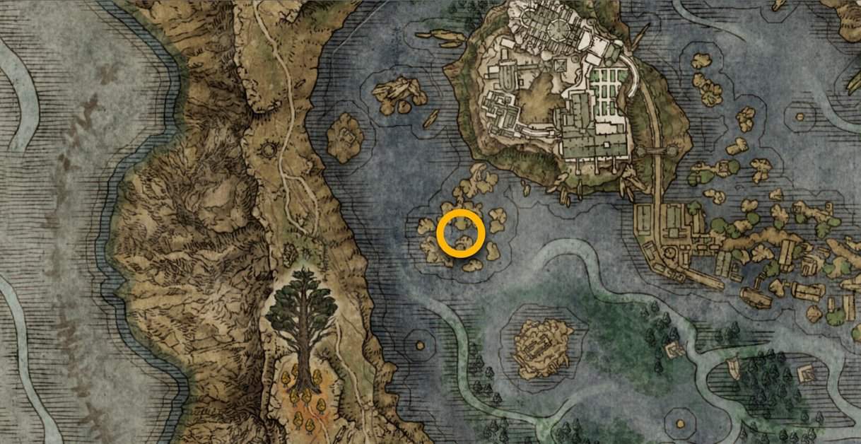 Posizione sulla mappa di Icerind Hatchet a Elden Ring