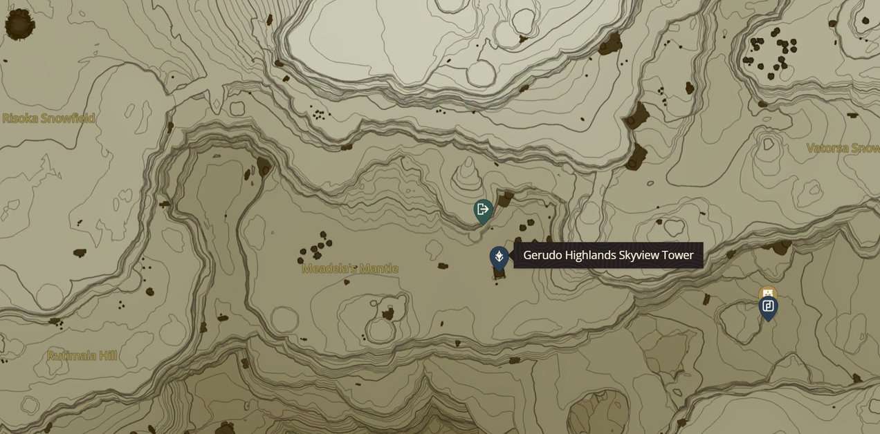 Gerudo Highlands Skyview Tower si trova in Zelda TotK