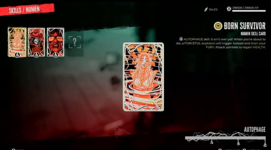 Carta abilità Numen nata sopravvissuta in Dead Island 2