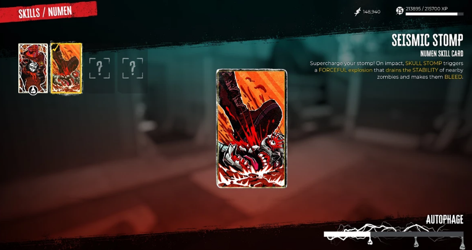 Carta abilità Numen Stomp sismico in Dead Island 2