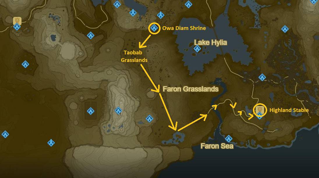Posizione della mappa del cavallo gigante in Zelda: Breath of the Wild