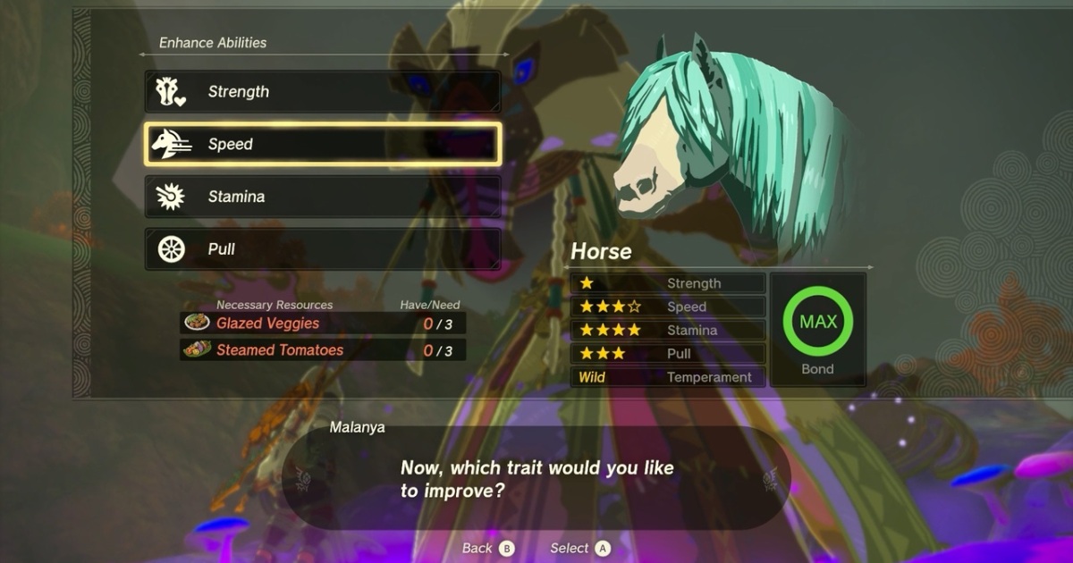 Elenco degli ingredienti della ricetta delle verdure glassate di Zelda: Tears of the Kingdom