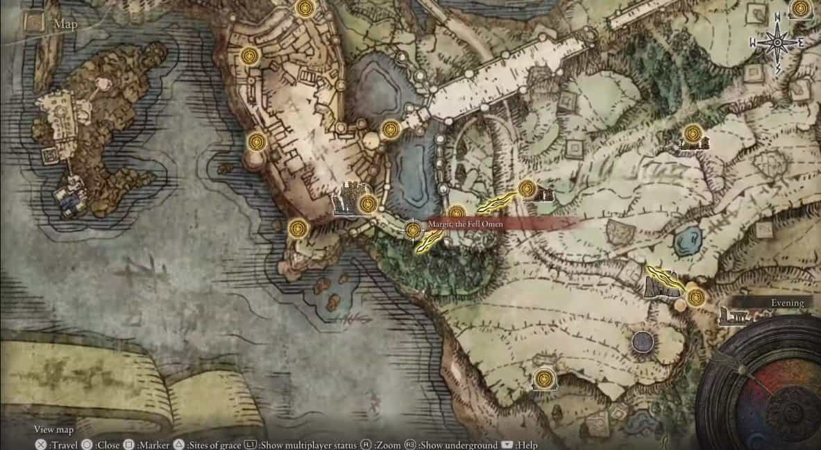 Posizione della borsa del talismano sulla mappa di Elden Ring