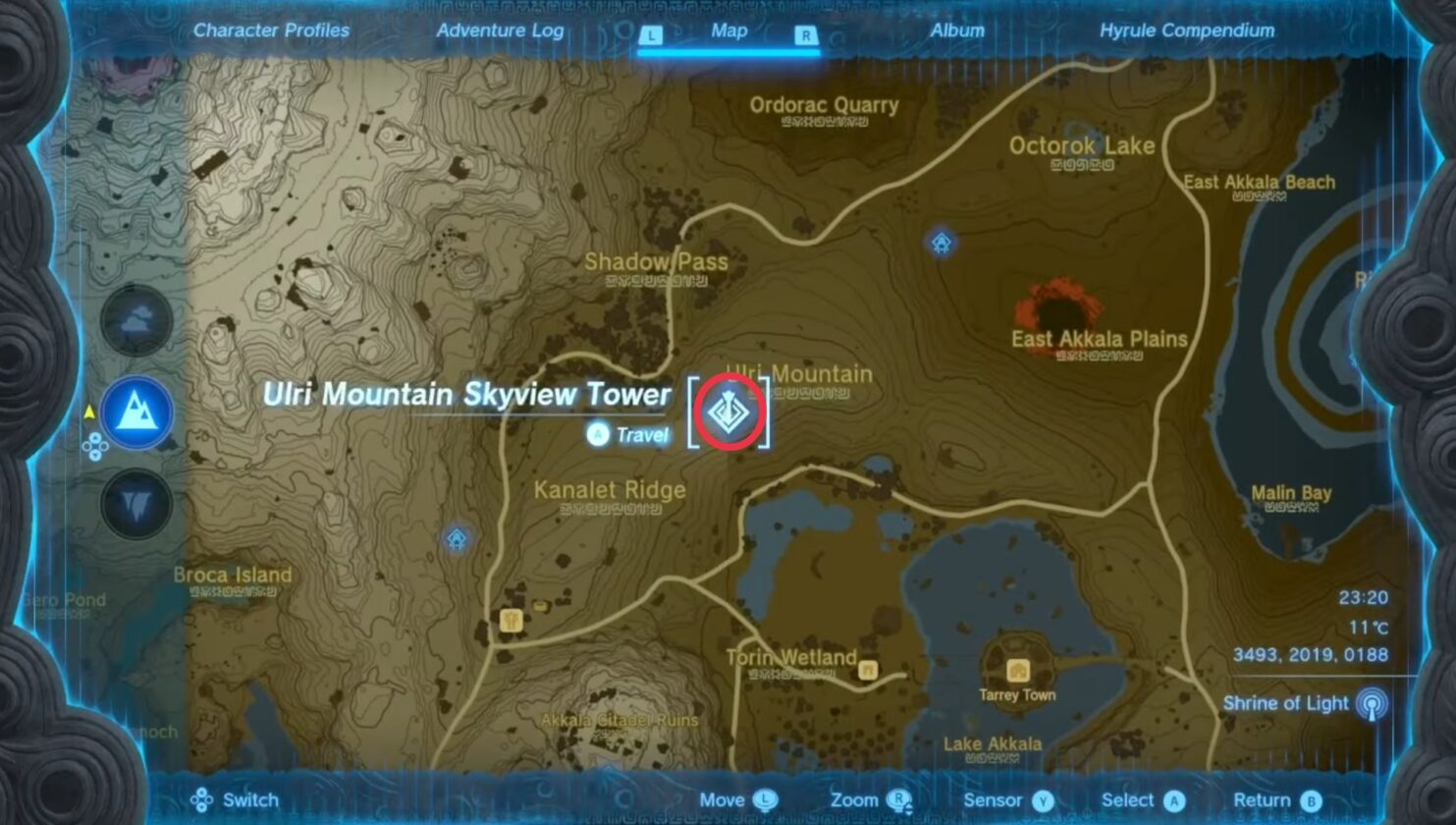 Posizione di Ulri Skyview Mountain in Zelda TotK