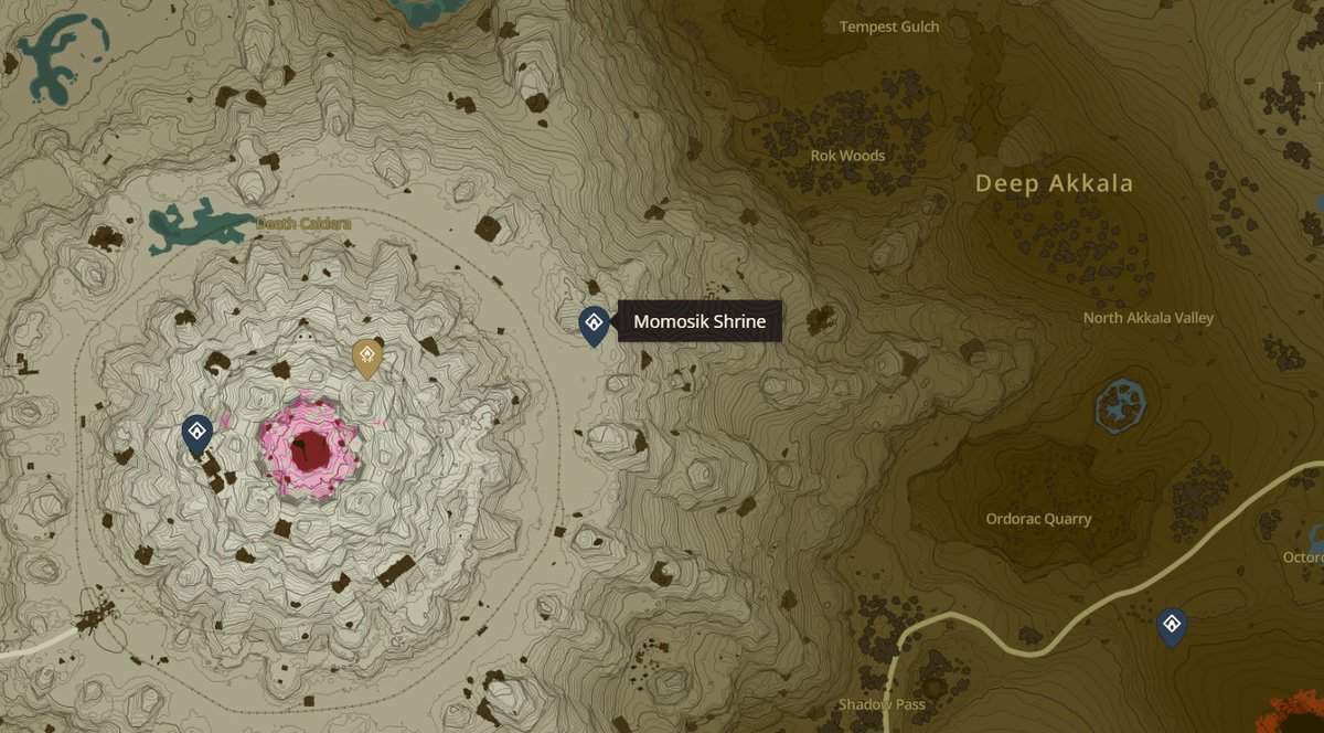 Posizione del Santuario di Momosik in Zelda TotK