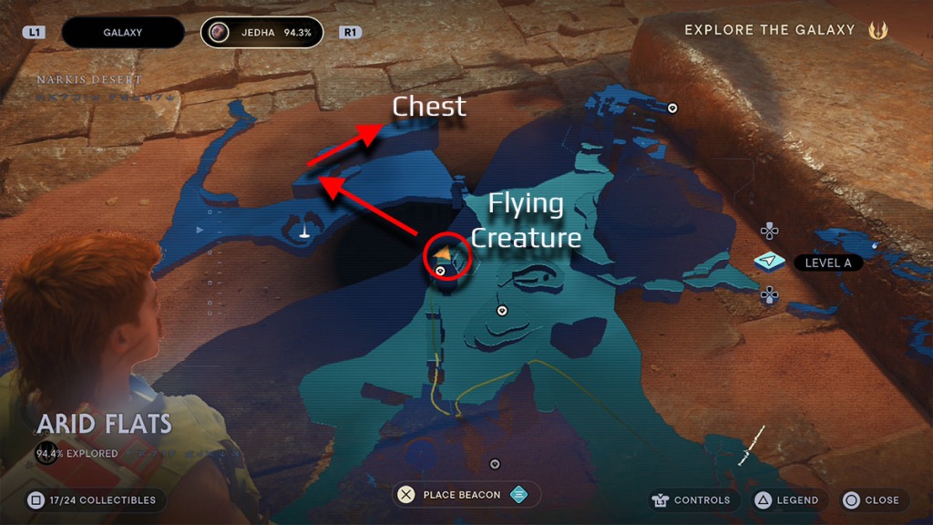 Mappa del petto di Star Wars Jedi Survivor Desert Ridge
