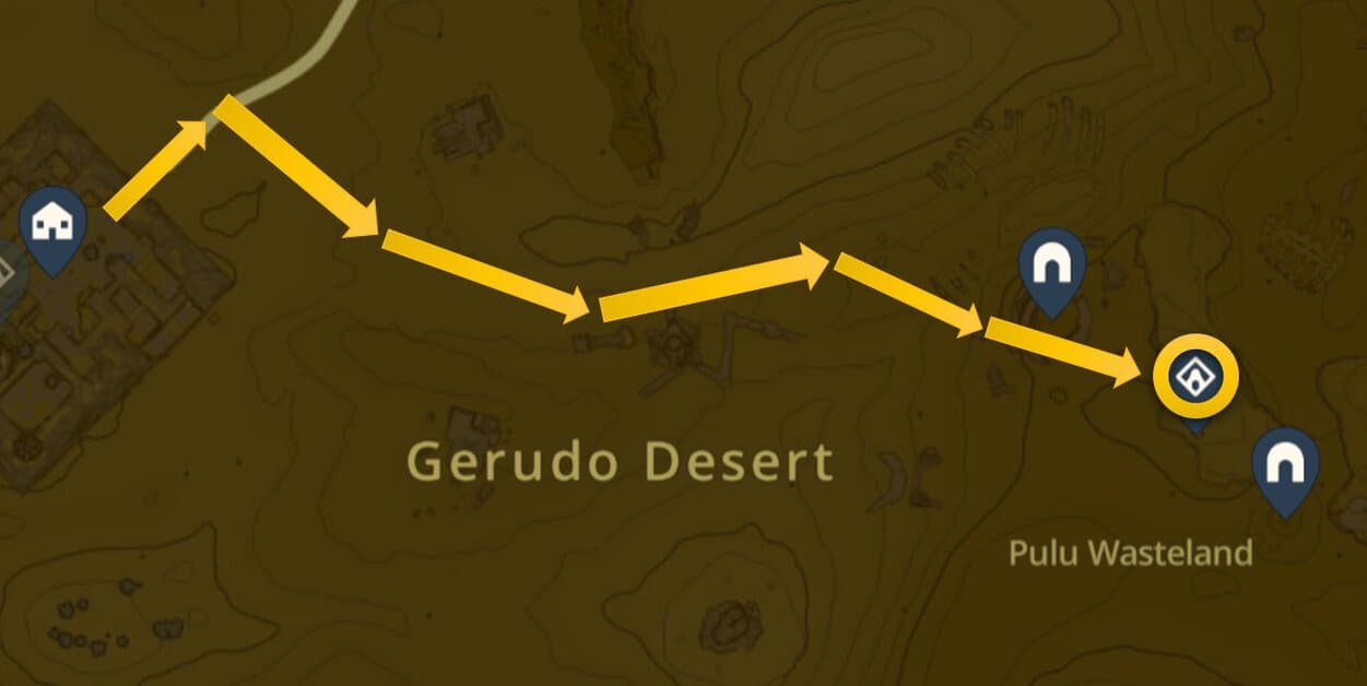 Posizione sulla mappa del Santuario di Chichim in Zelda: TotK Gerudo Desert 