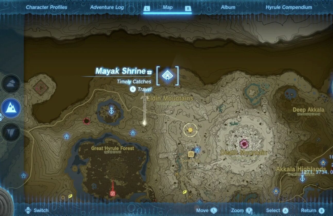 Posizione del Santuario Mayak in Zelda TotK